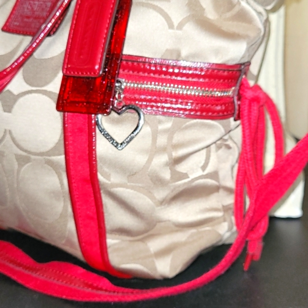 Coach Beige and Red Tote Bag - Picture 2 of 12